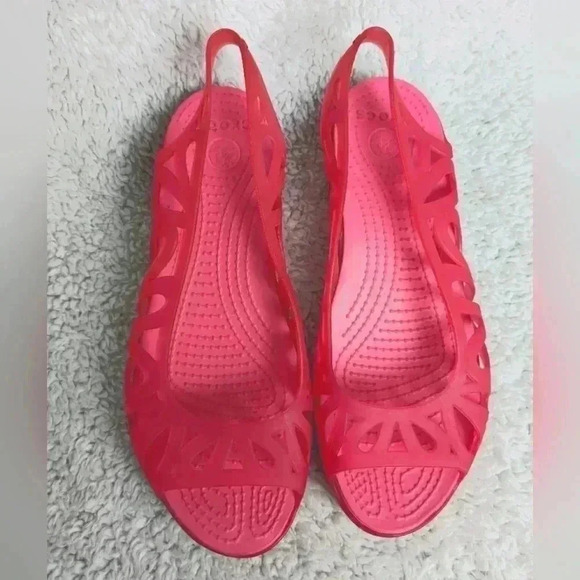 CROCS Pink Little platform  sandals size 6 Women in Good used condition - Picture 1 of 8